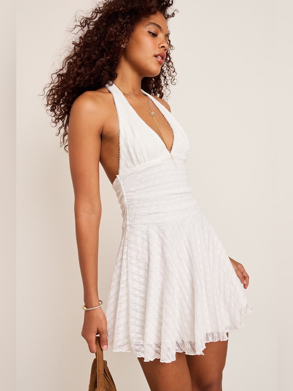 Francesca’s Jane Halter Lace Mini Dress